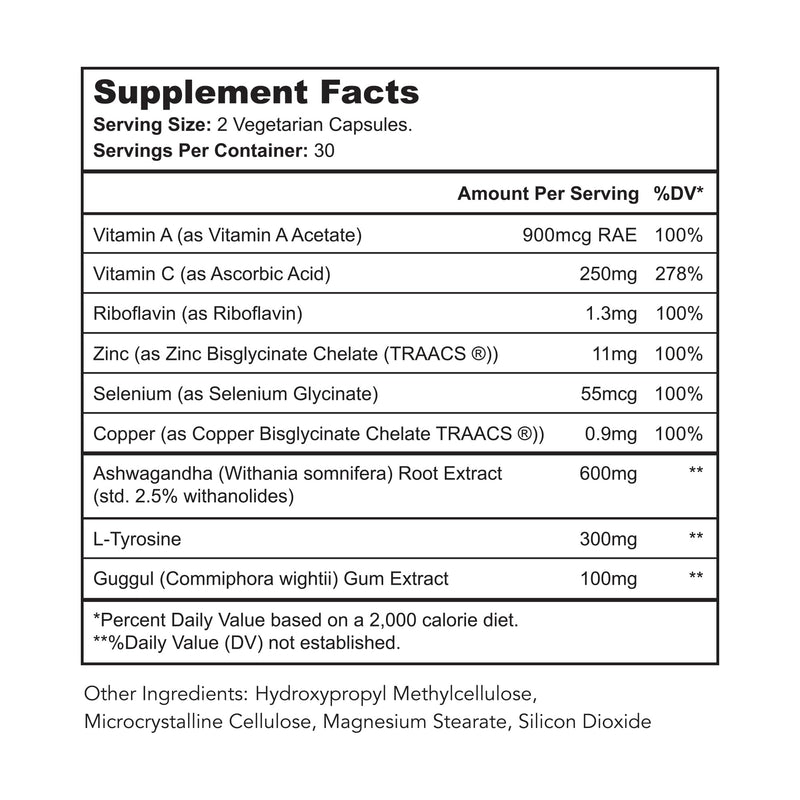 Thyroid Renew Supplement - Thyroid Support for Women with Zinc, Selenium, Copper, Ashwagandha & L-Tyrosine - 60 Capsules 60 Count (Pack of 1)
