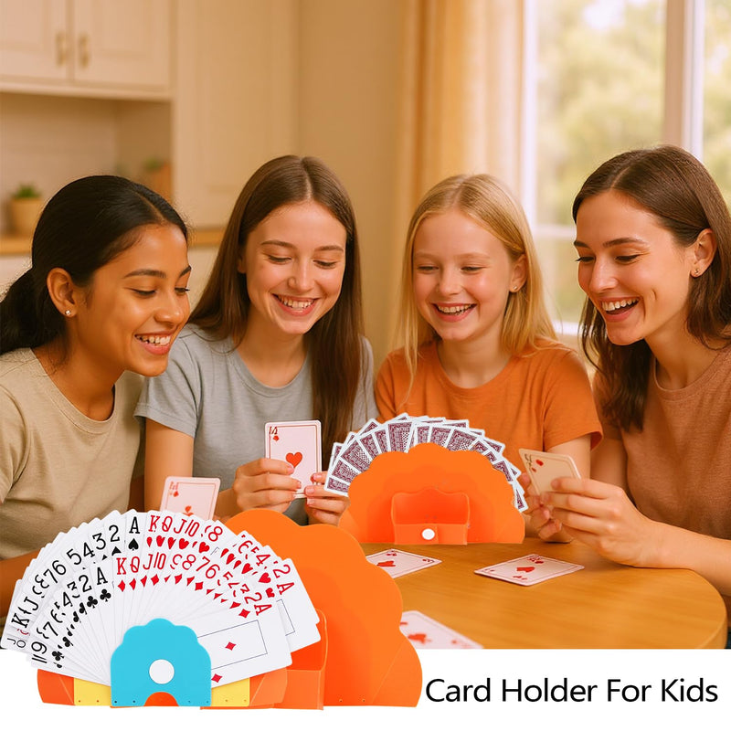 Card Holders for Playing Cards: Portable Plastic Hands-Free Kids Card Holder Gift for Poker Parties & Family Card Game Nights Set of 4