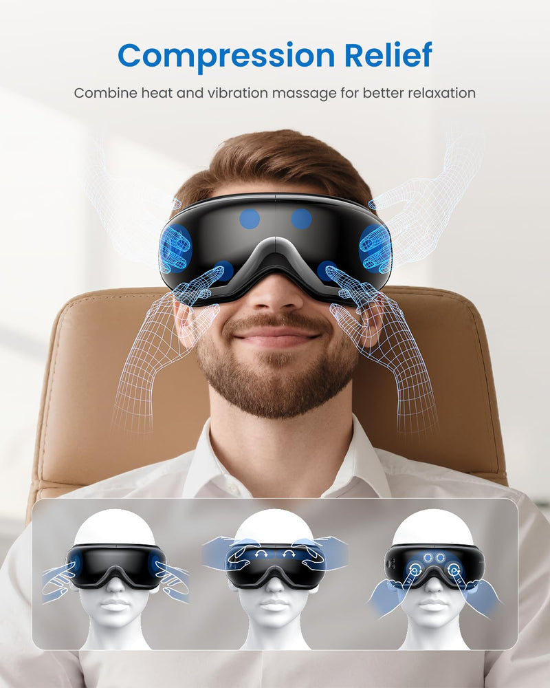 RENPHO Eyeris 1 Eye Massager with Heat, Birthday Gifts Eye Mask for Mom Dad Women Men Her Him, Smart Sleep Mask for Relax, Reduce Strain B-black - BeesActive Australia