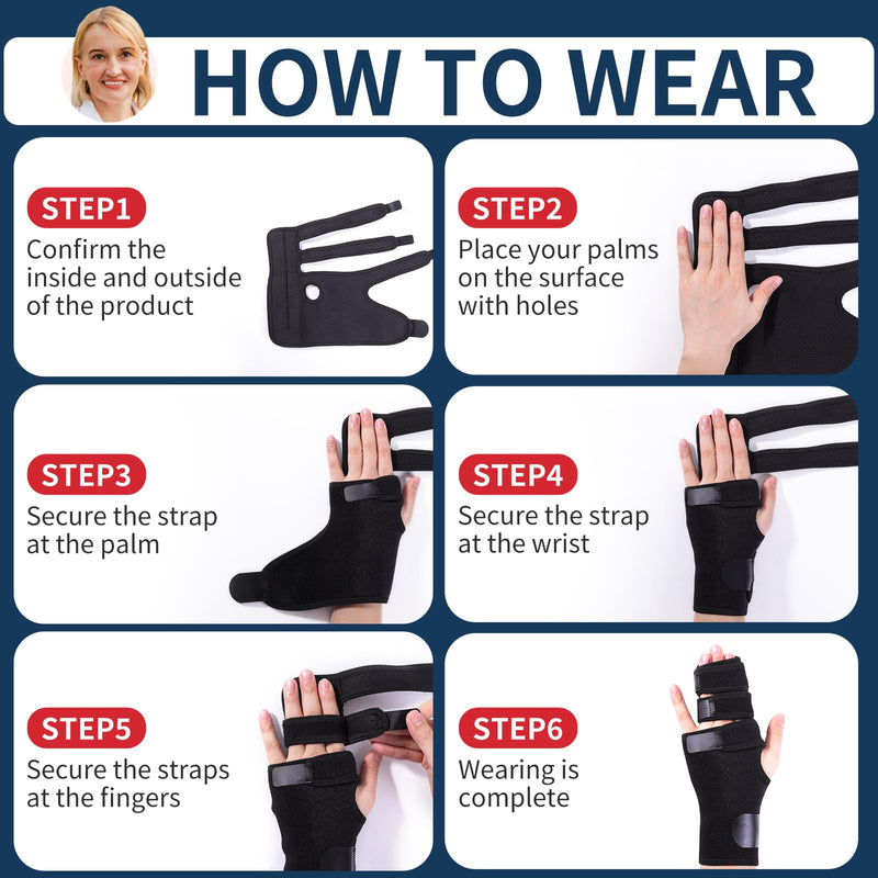 lefeke Trigger Finger Splint, 3 Fingers Brace for Index, Middle, Ring or Little Finger, Adjustable Hand Splint for Broken Fingers, Finger straightener for Arthritis Contractures(Left) Left