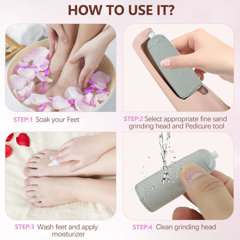 Electric Callus Removers for Feet, Haootadiy Electric Foot Callus Remover Pedicure Kits Rechargeable with12 in 1, Removes Dry Skin for Smoother Feet, Foot Care for Dead Skin Ideal Gift, Assorted Pink - BeesActive Australia