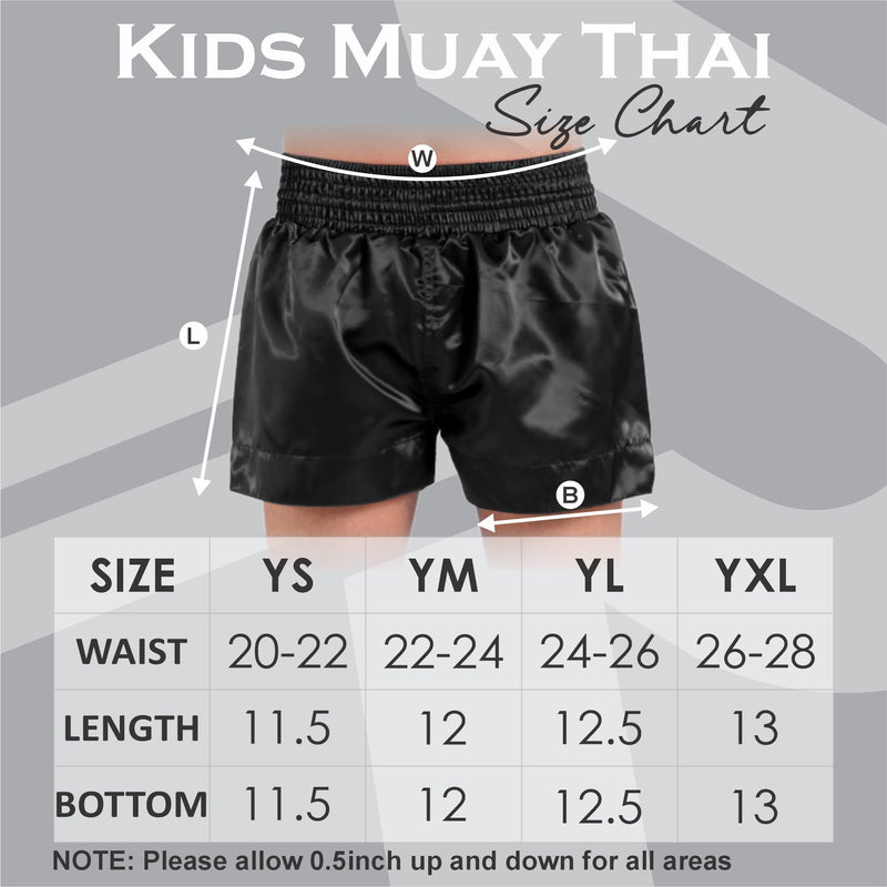 ROAR-INT Kid's Muay Thai Shorts Martial Arts MMA Kickboxing Shorts for Boys Girls Boxing Trunks Shorts Regular Fit Small Blue