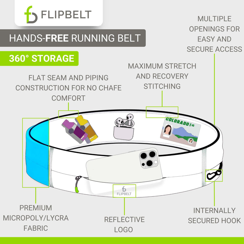 FlipBelt Zipper Running Belt, Waist Pack for Fitness and Running Fanny Pack for Women Men Phone Keys Money US Company - [Carbon] - [Medium]