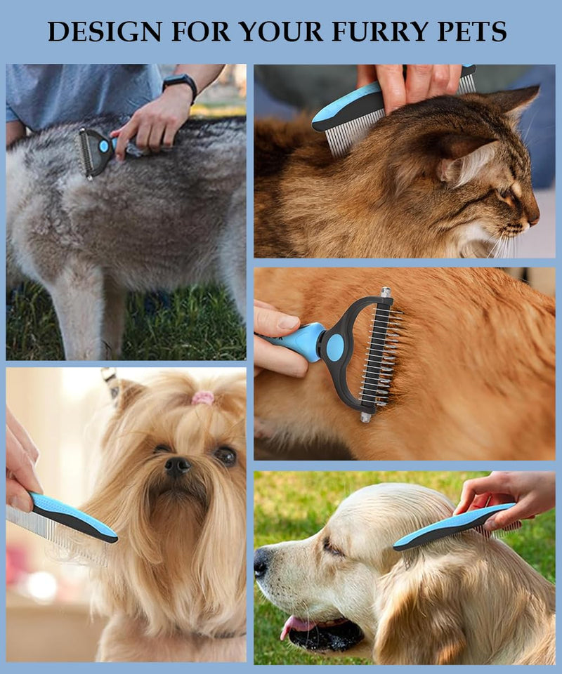 Deshedding Brush - Double-Sided Undercoat Rake for Dogs and Cats - Shedding Comb and Dematting Tool, Extra Wide, Pet Grooming Kit Essential - BeesActive Australia