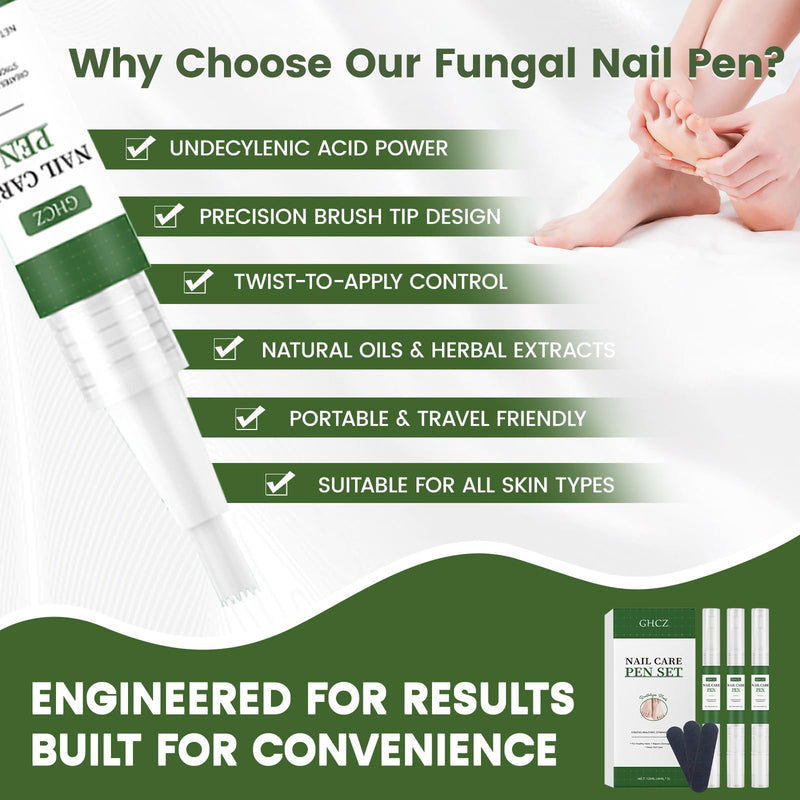 Toenail Fungus Pen, powerful Toenail fungus treatment, repairs damaged nails: yellow nails, discolored nails, thickened nails. Suitable for fingernail fungus treatment. Contains 3 nail fungus pen. - BeesActive Australia