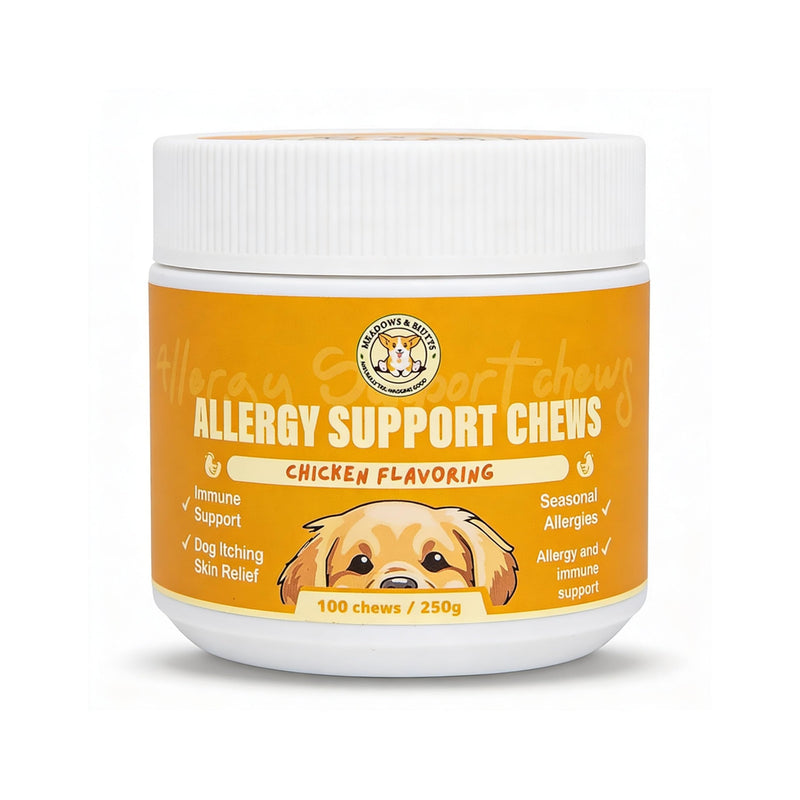 Meadows & Mutts Dog Allergy Relief Chews – Immune Support Dogs Probiotics Soft Chews - Anti Itch & Seasonal Allergy Relief - Probiotics Supplement Support Gut Health, Yeast, Skin & Coat - 100 ct