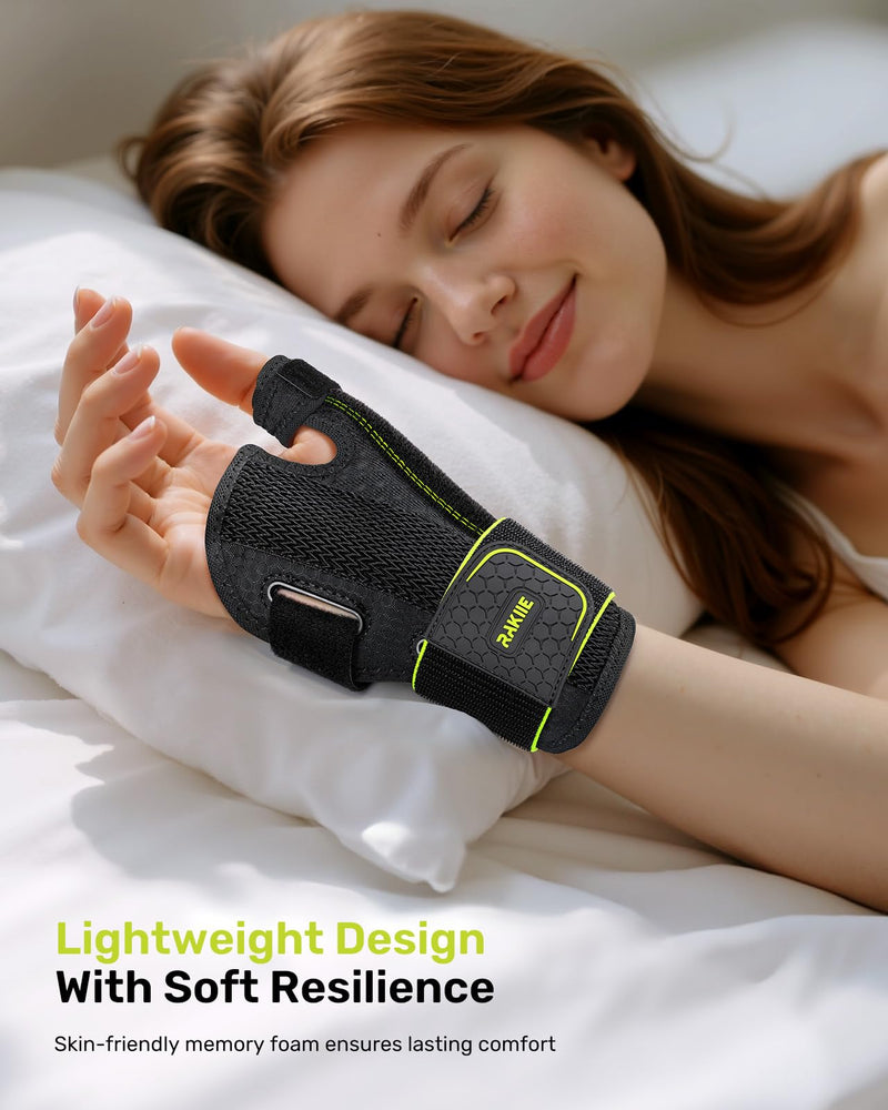Thumb Spica Splint Left Hand, Wrist Brace for Tendonitis, Thumb Wrist Double Support, Breathable Thumb Splint for Carpal Tunnel for De Quervain's Tenosynovitis, Yellow Size S/M