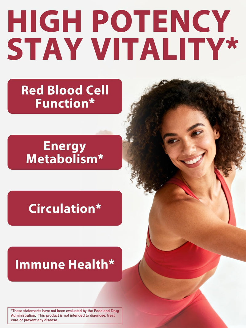 Iron Supplement 65mg, Blood Building & Energy Support, 60 Tablets | with Vitamin C, D3, B6, B12 & Folate, Spinach, Broccoli, Beet Root, Pumpkin Seeds, Dandelion & Carrots 60 Count (Pack of 1)