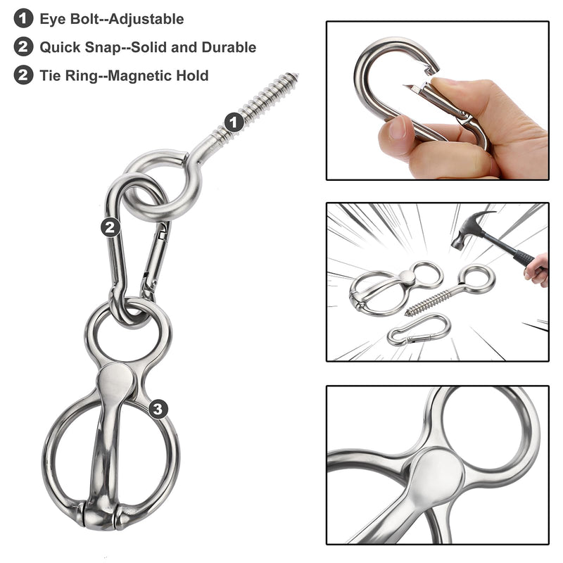 Sumnacon Stainless Steels Horse Tie Ring, Sturdy Horse Trailer Ties with Eye Bolt,Quick Snap - Solid Horse Safety Tie Ring for Traning Horse and Prevent Horses from Pulling Back, Silver - BeesActive Australia