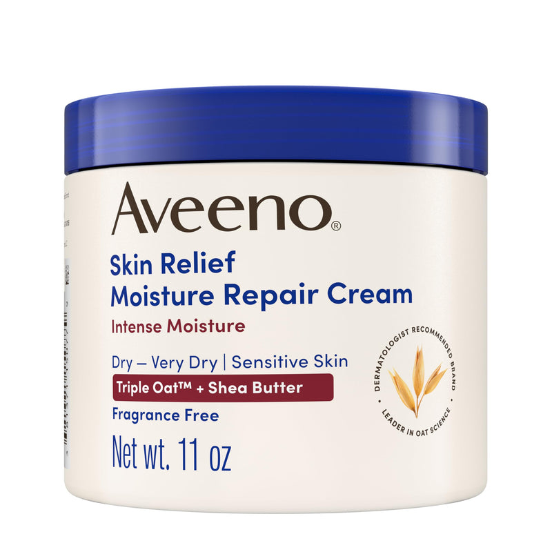 Aveeno Skin Relief Intense Moisture Repair Body Cream with Triple Oat & Shea Butter Formula, Helps Heal, Repair & Restore Very Dry Skin with Long-Lasting Moisture, Fragrance-Free, 11 oz 11 Ounce (Pack of 1)