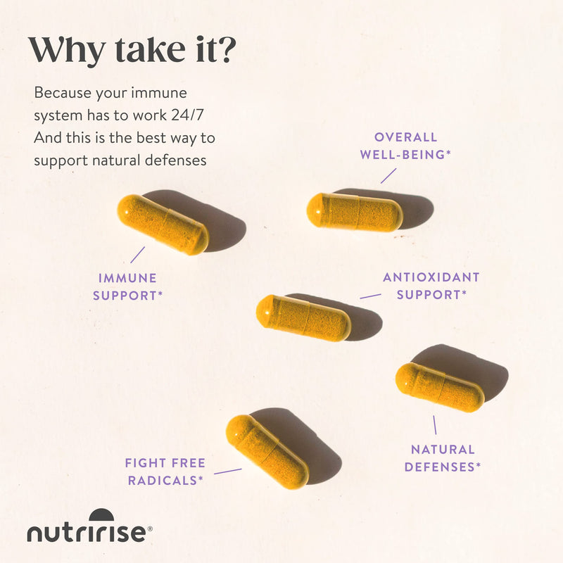 NutriRise Immunity Complex Immune Support Supplement with Vitamin C, E, B6, Zinc, Turmeric Curcumin, Elderberry, Echinacea, 7.2 Billion CFU Probiotics for Gut Health, 90 Count (Pack of 2) 1 Count (Pack of 180)