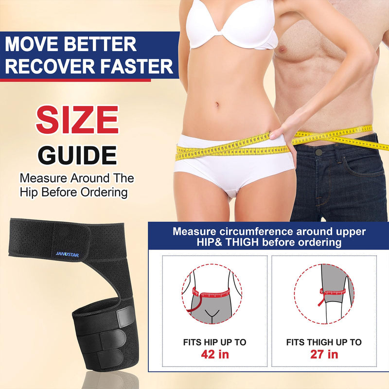 Sciatica Pain Relief Devices, Hip Brace for Women Men, Thigh, Groin, Hamstring Compression Sleeve RIGHT LEG One Size
