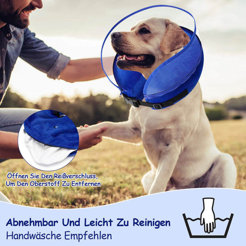 Lvefyti Inflatable dog collar, adjustable dog collar, leak protection with protective layer, breathable Elizabethan dog bodysuit after surgery, recovery collar, prevention of bite and lick wounds (blue, L) blue L (neck circumference: 30.5-45.7cm/12"-18") - BeesActive Australia