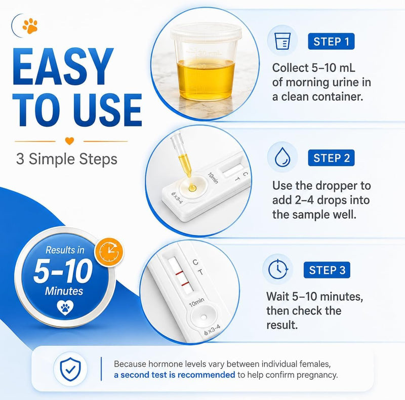 2-Pack Dog & Cat Pregnancy Test Kit – Early Home Urine Detection for Retesting or Multi-Pet Homes, Fast 5-10 Min Results, 98.8% Accurate, Non-Invasive & Stress-Free 2 Pack