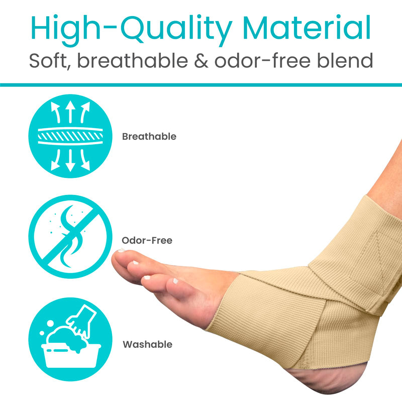 Vive Ankle Wrap (2 Pack) - Strap Heel Brace Stabilizer for Sprained Foot - Breathable, Soft, Firm Compression Sport Sleeve for Swelling - Adjustable Nonslip Elastic Support for Tendonitis (Women, Men) Beige - BeesActive Australia