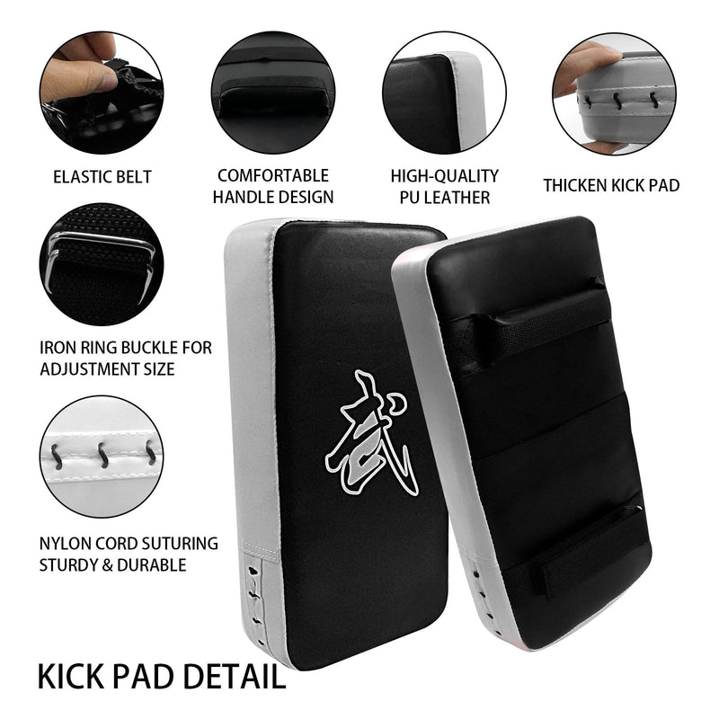 2-in-1 Boxing Pads Set, Punching Gloves Mitts Kick Pack, Adjustable Strap Kickboxing Training Set for Karate, Muay Thai, Taekwondo - Leather