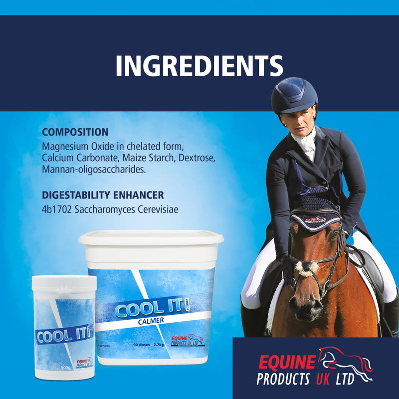 Cool it Powder 900g - Calmer For Horses Magnesium Based With l-Tryptophan, Vitamin B1 And Probiotics To Support Relaxation, Behaviour And Maintain Focus. Ideal For Nervous And Anxious Horses.