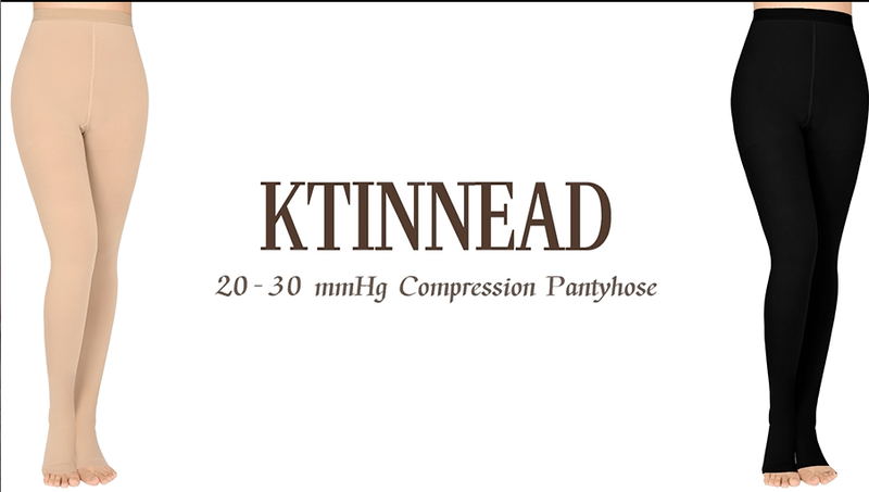 KTINNEAD 20-30mmHg Comfortable Medical Compression Pantyhose for Women Men Black1 L