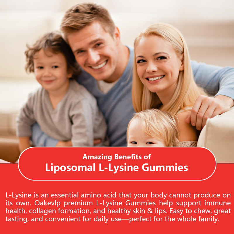3 Pack Liposomal L-Lysine 2400mg & Vitamin C 1000mg Gummies - with D3 K2 Zinc, Magnesium, Echinacea - for Lips & Oral Wellness,Immune Support, Skin Health & Energy Boost 60 Count (Pack of 3)