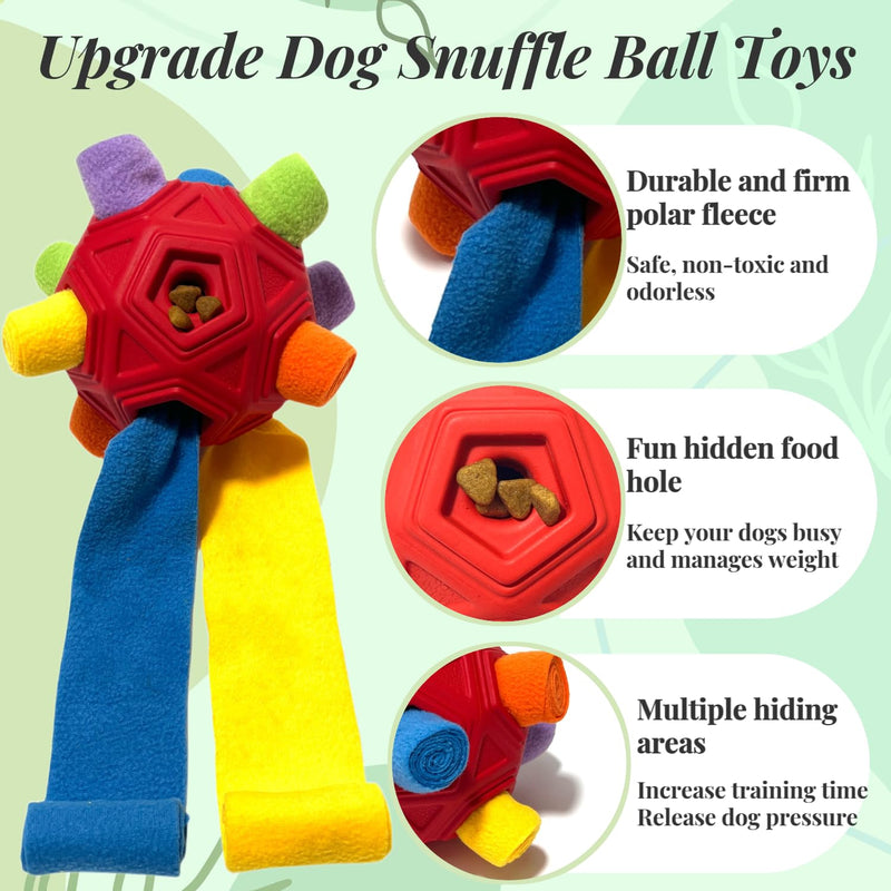 Snuffle Ball for Dog Toys Unbreakable Upgrade Ball Interactive Toy Foraging Snuffle Mat Puppy Treat Dispenser Slow Feeder Dog Puzzle Toys for Small, Medium, Large Pets (Red Rainbow) Red Rainbow - BeesActive Australia