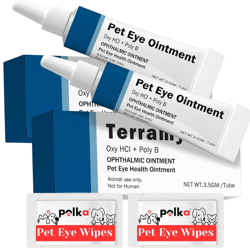 POLKA Terramypol Eye Ointment for Cats and Dogs, Horses, Birds, Sheep 3.5g/0.125oz - Pack of 2