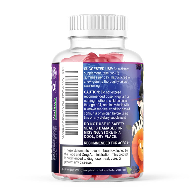 Multivitamin for Kids - Complete Daily Children's Multi Vitamin Gummy Chew with Vitamin D, B Vitamins, Zinc & More - Energy, Memory Focus & Immune Health Support - Natural Berry Flavor - 60 Gummies 60 Count (Pack of 1)