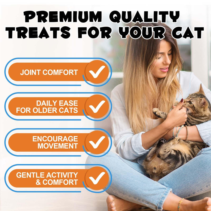 Cat Joint Supplement, Hip +Joint Supplement for Cats Crunchy & Creamy Chews with Glucosamine, Chondroitin & Omega-3s Supports Mobility, Flexibility & Comfort for Indoor & Outdoor Cats - Chicken 1PCS