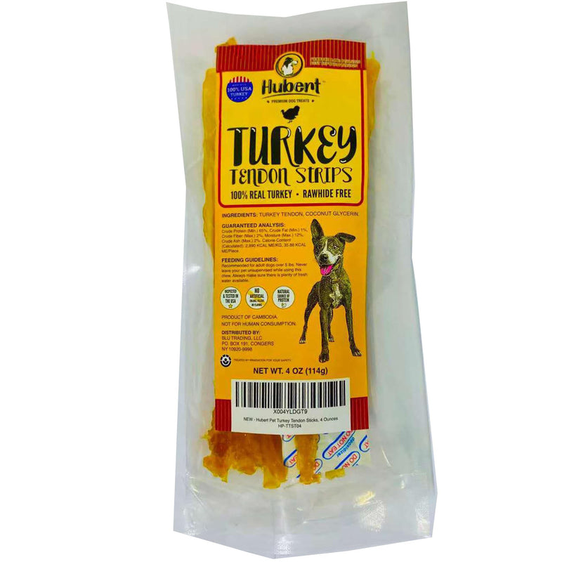 Hubert Pet Turkey Tendon Sticks: Low Ingredient, Long-Lasting Natural Chews for Dogs, High Protein, Grain Free, Hypoallergenic, No Artificial Additives, USA Sourced Turkey, 4 Ounces 4 Ounce (Pack of 1)