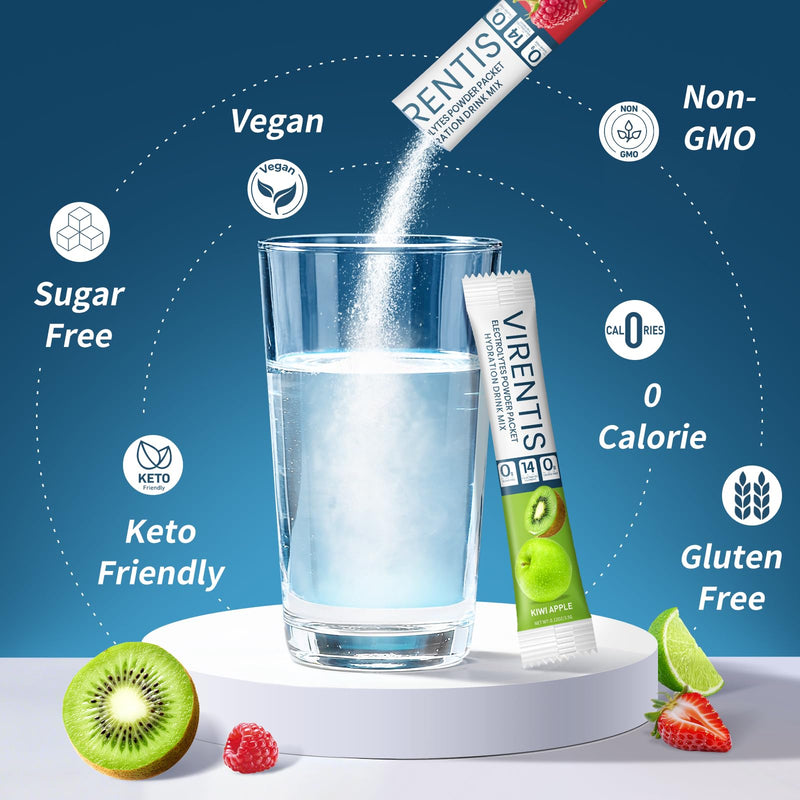 48 Sticks Electrolytes Powder Packets Sugar Free Hydration Packets, 8 Flavors Liquid Daily IV Electrolyte Drink Mix for Rehydration with 8 Electrolytes & 6 Vitamins, 0 Calorie, Low Sodium Variety Pack 6 Ounce (Pack of 1)
