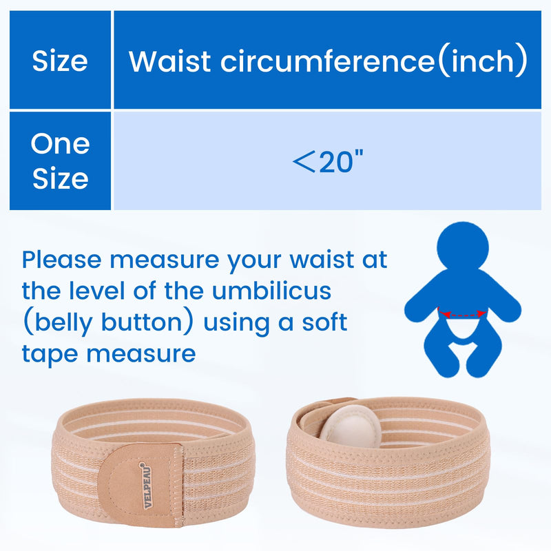 Velpeau Umbilical Hernia Belt Baby Newborn -with 3 Different Shaped Compression Pads, Belly Button Navel Band Wrap Truss Abdominal Binder Support for Infant, Children, Toddler, Kids, One Size < 20" Beige