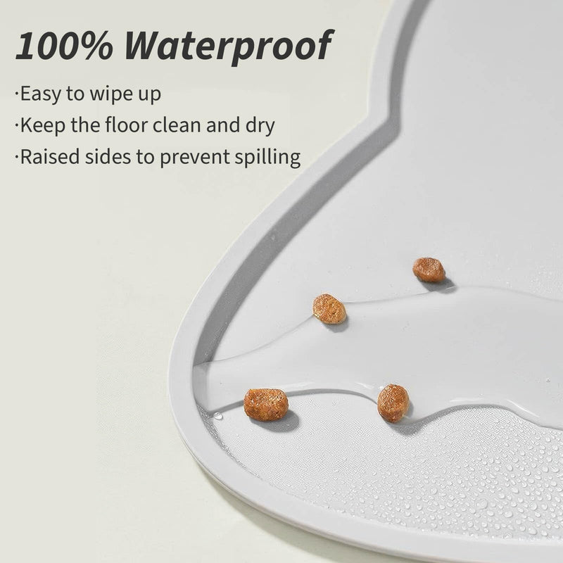 Silicone Cat Feeding Mat, Non-Skid Waterproof Pet Placemat, 17.3 x 10 inches, Grey - BeesActive Australia
