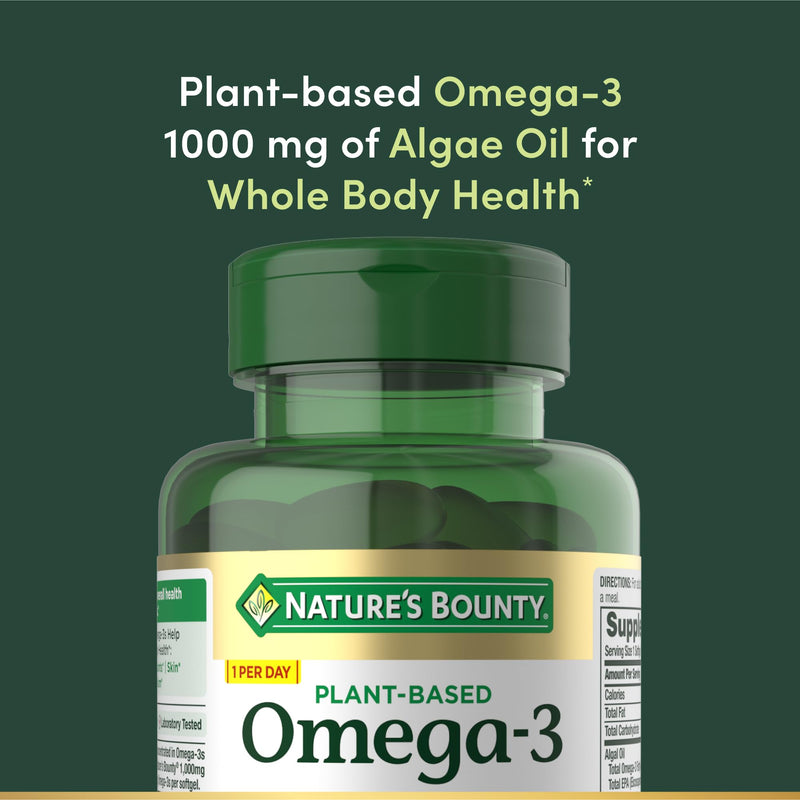 Nature's Bounty Omega 3, Plant-Based Omega 3 Fatty Acid Supplement, 520mg, Supports Whole Body Health Including Heart, Skin, Joint, 30 Vegetarian Softgels, Fish Oil Alternative (Pack of 2) 30 Count (Pack of 2)