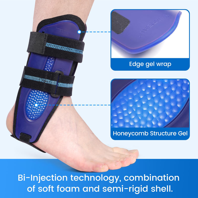 Velpeau Ankle Stabilizer Brace for Sprain, Ligament Injury (Grade 1 to 2), Tendonitis, Adjustable Stirrup Ankle Support Splint for Women and Men,Reversible Left & Right Foots,One Size(Foam Pads, Blue) Foam Pads - BeesActive Australia