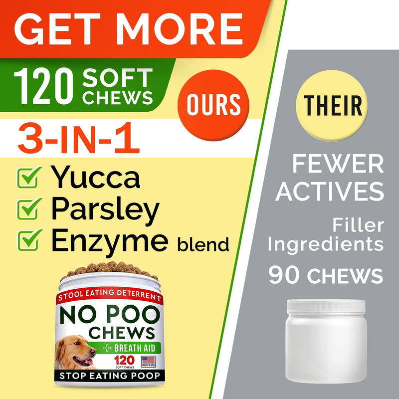 No Poo Treats + Glucosamine Treats Bundle - No Poop Eating for Dogs + Hip & Joint Care - Probiotics & Enzymes + Omega-3 Oil + Chondroitin, MSM - Coprophagia Stool Eating Deterrent + Joint Pain Relief