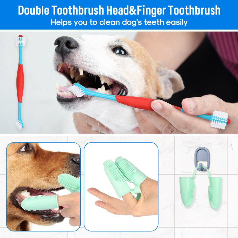 Dog Teeth Cleaning Kit, 5-Mode LED Ultrasonic Tooth Cleaner for Dogs & Cats – Plaque & Tartar Remover, 32-40kHz Pet Dental Care with Toothbrush(White) White