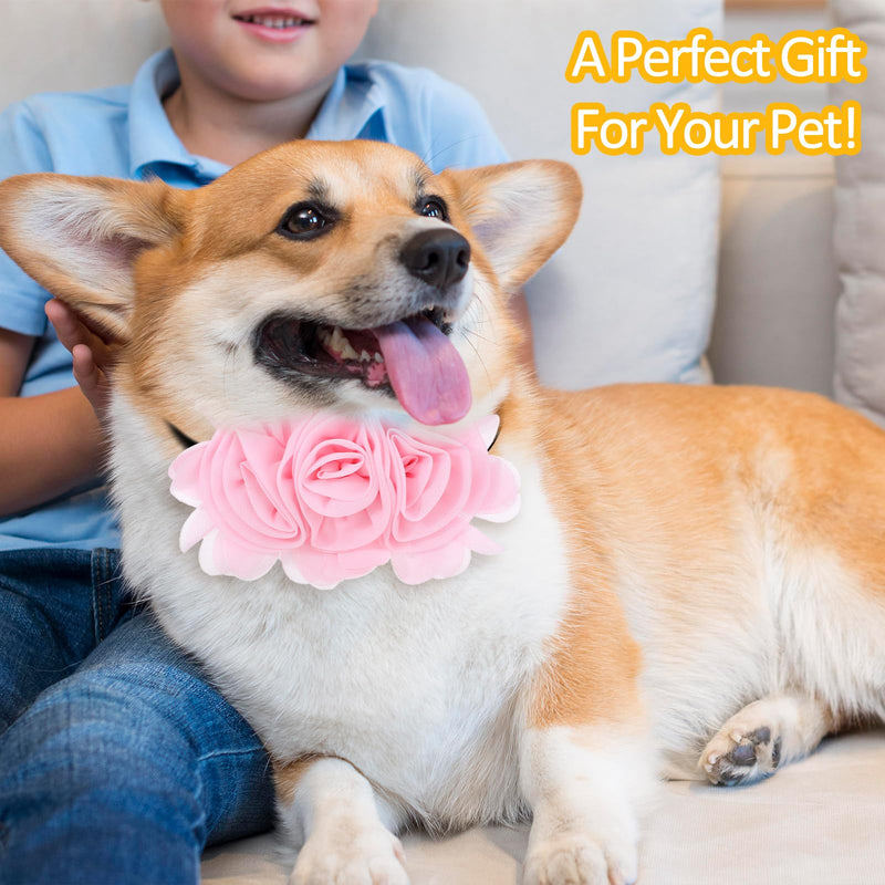 4 PCS Dog Collar Flowers, Dog Flower Bow Collar Pet Neck Bows Sliders for Puppy Small Medium Big Cat Alpaca Rabbit Pet Collar Attachment Grooming Accessories - BeesActive Australia