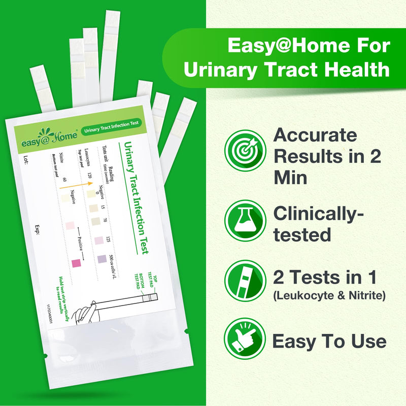 Easy@Home 10 Individual Pouch Urinary Tract Infection FSA Eligible Test Strips, UTI Urine Testing Kit for Urinalysis and Detection of Leukocytes and Nitrites- (UTI-10P) 10 Count (Pack of 1)
