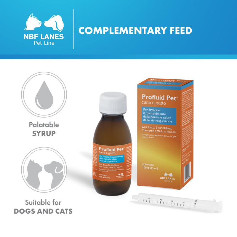 NBF Lanes | Profluid Pet Dog and Cat, Palatable Syrup 100 g, Supports the Maintenance of Normal Respiratory Health