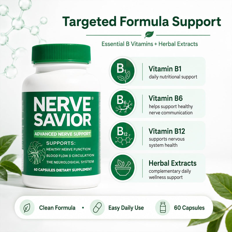 Advanced Nerve Support with B Vitamins & Herbal Extracts - 60 Capsules