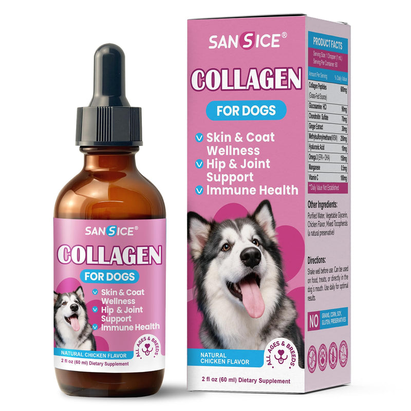 Cats L-Lysine Liquid Drops for Feline Respiratory, Liquid Lysine Cat Antibiotic Drops for Sneezing, Runny Nose, Eye Function, Collagen for Dogs Joint Health, Grass-fed Dog Collagen Drops with Omega 3