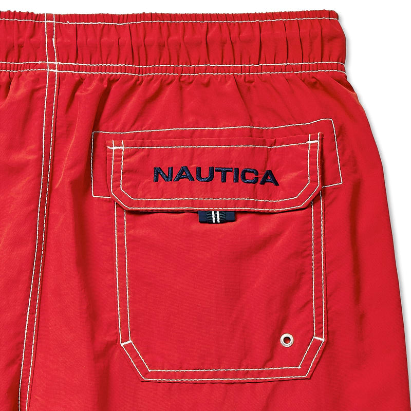 Nautica Men's Solid Quick Dry Classic Logo Swim-Trunk Standard X-Large Nautica Red - BeesActive Australia