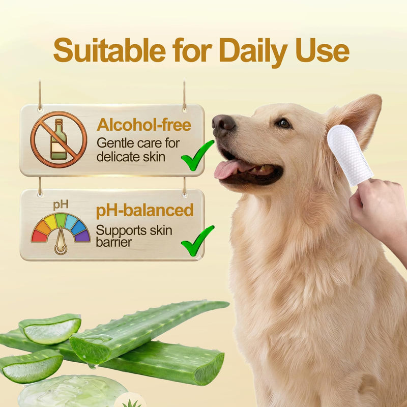 Dog Ear Finger Wipes,Gently Remove Ear Wax & Dirt,Relieve Ear Itching. All Natural Ingredients Dog Ear Wipes.Safe & Gentle Ear Wipes for Dog & Cat - 50 Count Green Tea 1.6'' 50pcs Light Yellow