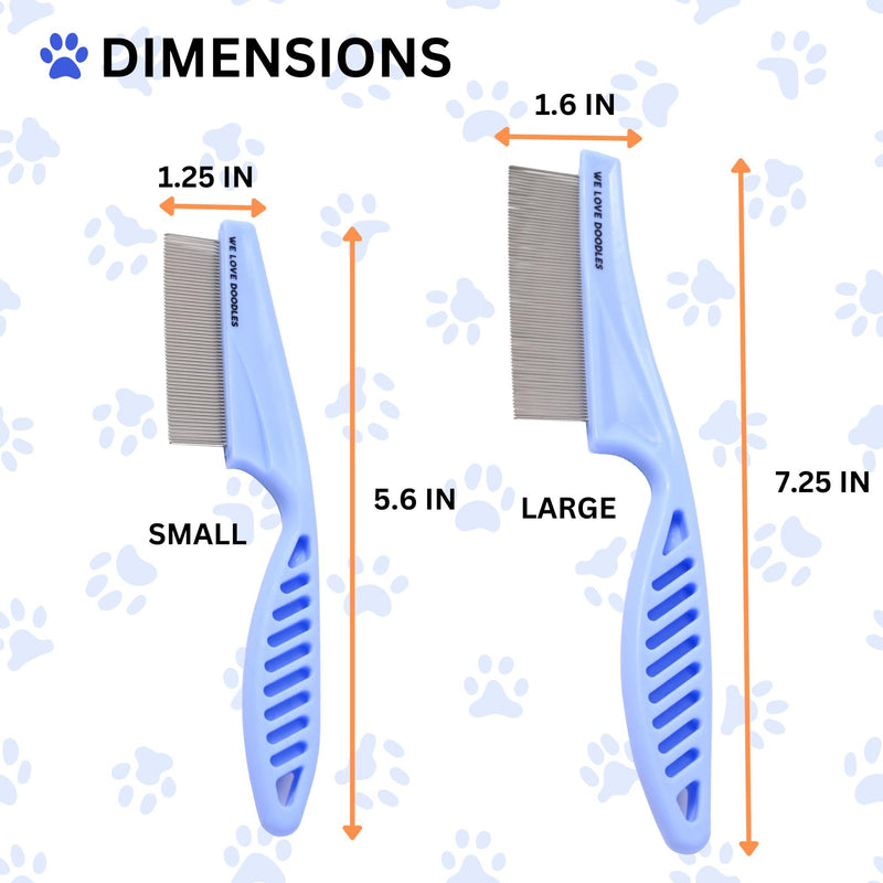 Dog Face Comb, Flea Comb for Dogs, Fine Tooth Tear Stain Remover, Removes Crust, Mucus, and Stains, Face Brush for Poodles & Other Breeds, Grooming Comb for Pets, Large + Small [We Love Doodles] - BeesActive Australia