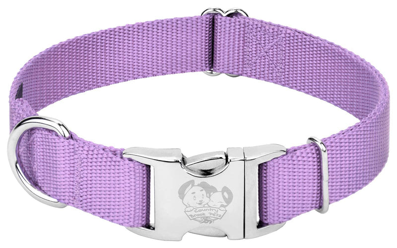 Country Brook Petz Premium Nylon Dog Collar with Metal Buckle for Small Medium Large Breeds - Vibrant 30+ Color Selection (Large, 1 Inch, Lavender) Large (Pack of 1) - BeesActive Australia