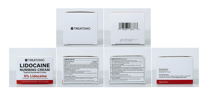 Treatonic 5% Lidocaine Numbing Cream: Lidocaine Cream Maximum Strength for Pain Relief, Itching, Burning, Soreness, Hemorrhoid Treatment - Fast Acting & Long Lasting Numbing Cream - 2.1 oz 1-Pack (5% Cream / 2.1 oz) - BeesActive Australia