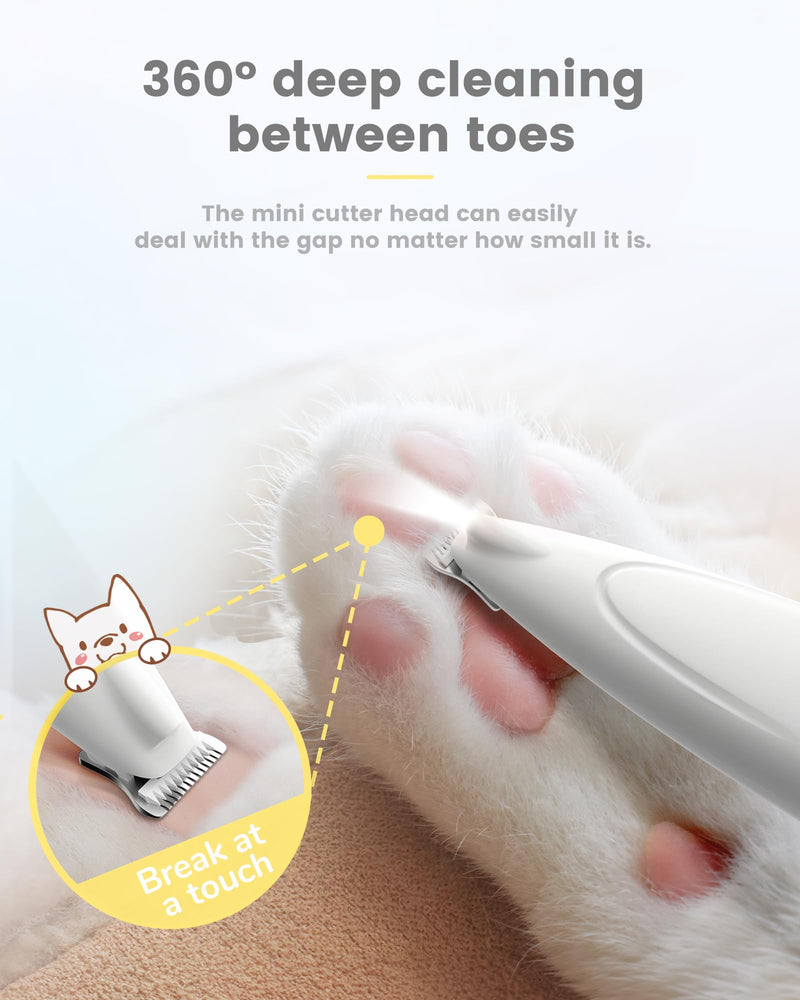 Paw Trimmer for Dogs with LED Display, PAPMINI Paw Trim Pro, Type-C Rechargeable Dog Clipper, 35dB Wireless Quiet Dog Paw Trimmer, Pro Dog Clipper for Paws, Ears, Face White - BeesActive Australia