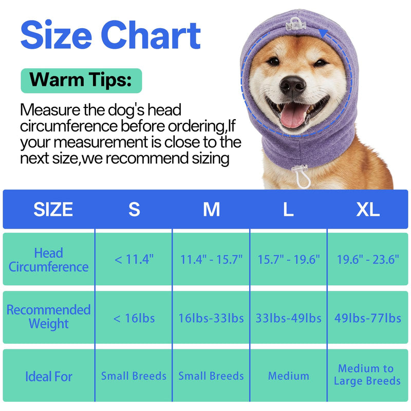 MIGOHI No Shake Ear Wrap for Dogs - Breathable Dog Ear Protection for Hematoma,Stop Shaking & Scratching,Dog Ear Muffs for Grooming, Calming Hoodie for Dogs Separation,Thunderstorms,L,Purple Purple Large