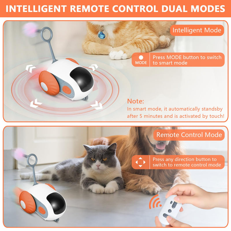 Remote Control Smart Electric Cat Toy Car, Interactive Cat Toys for Indoor Cats, Teazys Cat Toy Turbo Tail 2.0, Automatic Moving Mouse Cat Chase Toys for Bored Indoor Adult Cats Kittens (Orange) Orange - BeesActive Australia