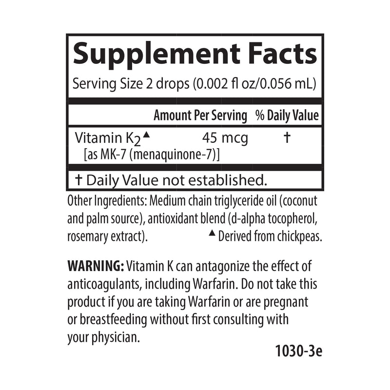 Carlson Super Daily K2, 45 mcg, Liquid Vitamin K, 360 Drops (10.16 mL) | Unflavored; Bone Health; K2 Vitamin; Vitamin K Supplement; Vitamin K-2 MK7 0.34 Fl Oz (Pack of 1)