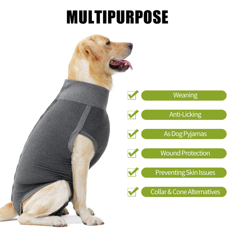 HEYWEAN Dog Bodysuit After Surgery Body Dog Castration Bitch Dog Surgery Body Male Castration Body Dogs After Surgery Suit Dog Surgical Body Dog Medical Body for Dogs Castration Body Wound Protection Suit Dog M Grey - BeesActive Australia